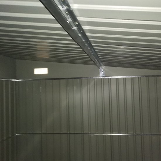 Metalen Tuinschuur met Schuin Dak - Dubbele Vergrendelbare Deuren - 2,8 x 3,45 x 2,01m - Grijs
