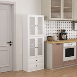 Keukenkast Buffetkast Hoog met 2 matglas deuren 30x59x170 cm - Wit