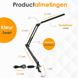 Pro LED Bureaulamp met Klem - Dimbaar - 3 Lichtstanden & 10 Helderheidsniveaus - Verstelbaar & Inklapbaar - Tafellamp voor Bureau