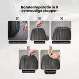Bandenreparatieset Auto & Motor – Tubeless Banden Reparatie Kit – Complete Set met Pluggen, Gereedschap & Opbergtas – Noodreparatie Autoband