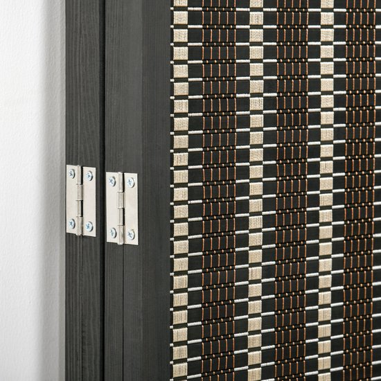 Kamerverdeler, Opvouwbaar, Grenenhout/Bamboe, 180 x 180 cm, Bruin/Zwart