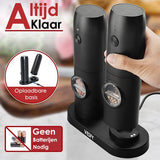 Vesfy Elektrische Peper en Zoutmolen Set - Oplaadbaar met Laadstation - Instelbare Maalgraad - LED-Licht - Pepermolen
