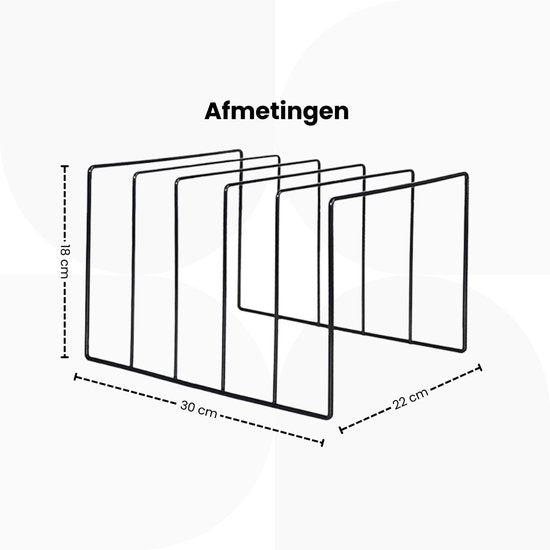LP Opbergsysteem - Zwart - Elpee Opbergrek - Platenrek van Metaal - Opbergrek LP - Vinyl OpbergSysteem - 50 tot 60 Platen - Bordenstandaard
