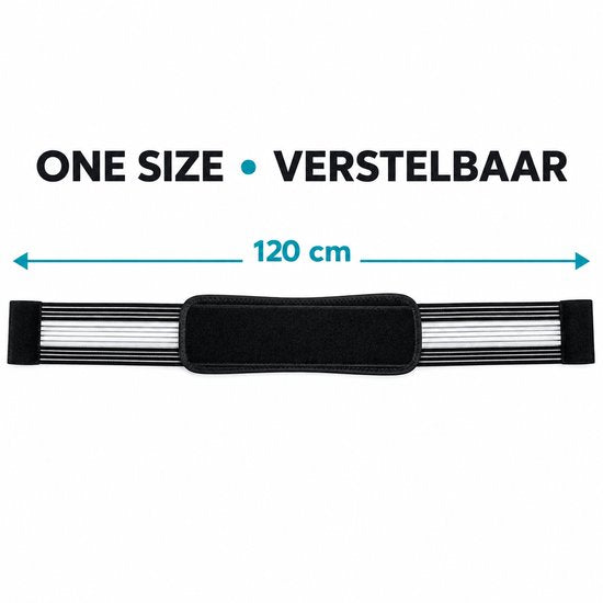 Rugband – Verstelbare Ondersteuningsband voor Onderrug – Elastische Lendenband met Klittenbandsluiting – Unisex – Tot 120 cm – Zwart