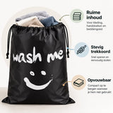 Waszak Groot – 92 x 61 cm – Opvouwbare Wasmand met Trekkoord – Grote Wasgoedzak voor Kleding, Handdoeken & Beddengoed – Lichtgewicht – Zwart