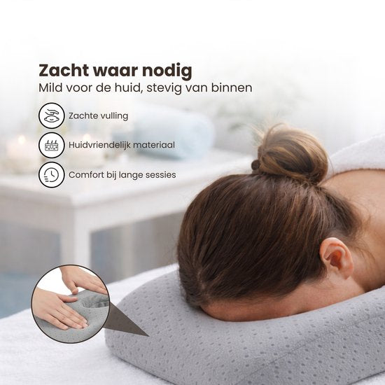 Gezichtskussen voor Massage - Grijs - 36 cm x 25 x 11 cm - Massage Kussen - Massagekussen voor Kind en Volwassenen - Hoofdsteun Massagetafel
