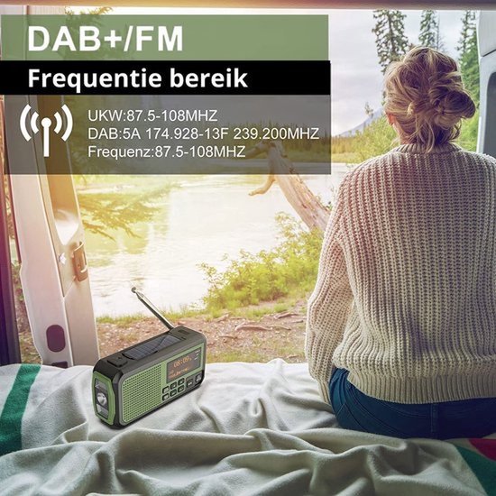 Noodradio Solar Opwindbaar - Powerbank Zonneenergie met - Noodpakket - Draagbare Radio