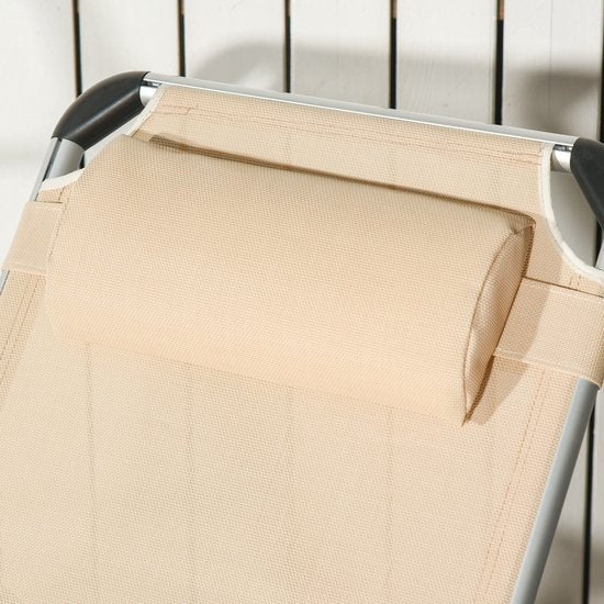 4goodz Aluminium Ligbed Opvouwbaar - Verstelbaar 5 Standen - Creme
