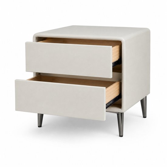 Modern Nachtkastje met 2 Lades – Stijlvol Design Nachtkastje voor Slaapkamer – Houten Lades – Stevige Poten – Tijdloos & Praktisch