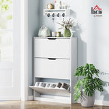 Schoenenkast 3-vaks voor 12 Paar Schoenen mt 47 - 17x80x108 cm - Wit