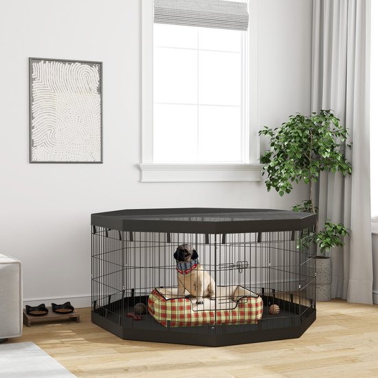 Puppyren, Ø159 - 76 cm - 8 Panelen, Bodemzeil en Afdakzeil