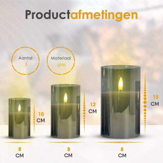 Pro Led Kaarsen met Bewegende Vlam en Afstandsbediening - Set van 3 - Timer en Dimfunctie - Kaarsen op batterijen