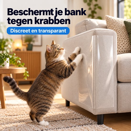 Anti Krab Vellen Kat – 8 XXL Meubelbeschermers – 43,2 x 30,5 cm – Transparante Zelfklevende Krabfolie – Op Maat te Knippen – Voor Bank, Meubels & Deuren