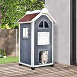 4goodz kattenvilla 2 verdiepingen 59x55x109 cm - Grijs