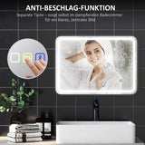 Badkamerspiegel met LED-verlichting met speaker - Anti-condens - 50 x 70 cm - Zilver