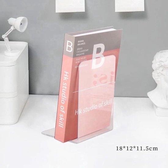 Boekensteun Plexiglas - 8 Stuks - Boekensteunen - Plank Organizer - Doorzichtig Boekenstandaard - Boeksteun - Boekenhouder - Boekenrek – Transparant