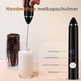 Pro Elektrische Melkopschuimer - USB Oplaadbaar - 3 Snelheden - 2 Opzetstukken - Voor Koffie, Cappuccino & Matcha