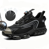 Veiligheidsschoenen Heren - Maat 46 - Stalen Neus & Anti-Perforatie Zool - Lichtgewicht & Ademend - Anti-Slip Werkschoenen met Draaisluiting - Zwart