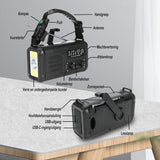 NovaWare NoodRadio Solar Opwindbaar - FM-AM - Powerbank Zonneenergie met 20.000mAh - Noodpakket - Draagbare Radio op batterijen – Zwart