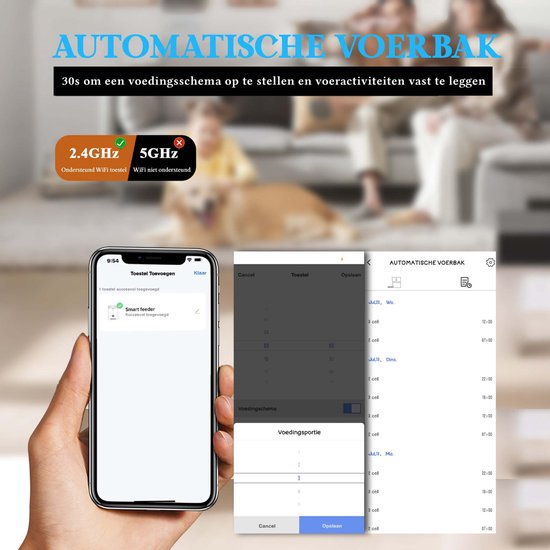 Automatische Voerbak - Kat en Hond - 2-in-1 Voerautomaat - Voerautomaat - Voice Recorder & Timer - Smart App Besturing - Voerdispenser - 6L - Zwart - Honeyguardian