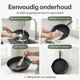 Gietijzeren Koekenpan Set 3-delig – Skillet Set Ø16, Ø19,5 & Ø24,5 cm – Pre-seasoned Gietijzer – Geschikt voor Inductie, Gas, Oven & BBQ – Inclusief Siliconen Handgrepen