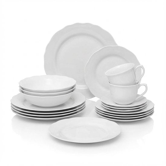 Serviesset 6 persoons Alma - Klassiek Servies Porselein 30-delig - Wit