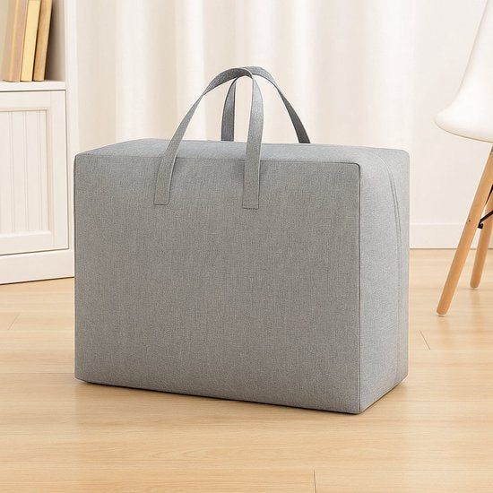 Grote Opbergtas met Rits – 58×46×28 cm – Opbergzak voor Dekbedden, Kleding & Beddengoed – Stevig & Ademend – Grijs