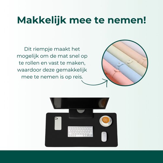 AKSA Home® Muismat XXL - Bureaumat met Anti-Slip - Bureau Onderlegger voor Kantoor - 40 x 80 cm - Zwart