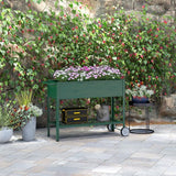 Verhoogd Kweekbed met Wielen Plantenbak Metaal - Groen