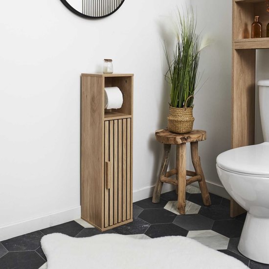 Toiletrolhouder/Reserverolhouder Klaus staand hout - Bruin
