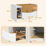 4goodz Kattenbak-Meubel met lade - 78x50x52 cm - Wit/Bruin
