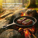 Chefino Gietijzeren Pannenset – 3-delige Skillet Set – Pannenset Inductie – Gietijzeren Pan voor BBQ, Oven en Fornuis – PFAS-vrij en Krasbestendig