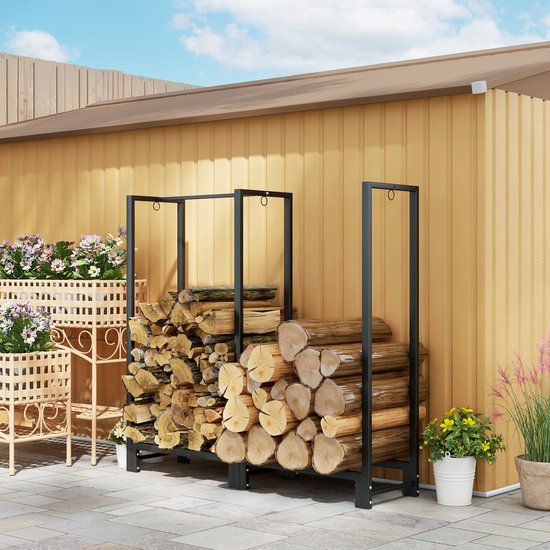 Haardhoutrek 123 cm Tot 200 kg - Houtopslag Staal - Zwart