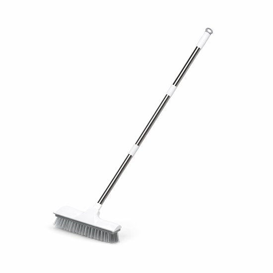 Schrobber 2 in 1 - Wit-Grijs - Douchetrekker - Schrobbezem - Trekker douche - Luiwagen - Trekker - Schuurborstel - Schrobborstel Met telescopische steel