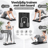 Pilates - Multifunctioneel Fitness Board – Opvouwbaar Trainingsapparaat voor Thuis – Full Body Workout – Buikspiertrainer met Weerstandsbanden – Core, Armen & Benen – Fitnessapparaat Home Gym