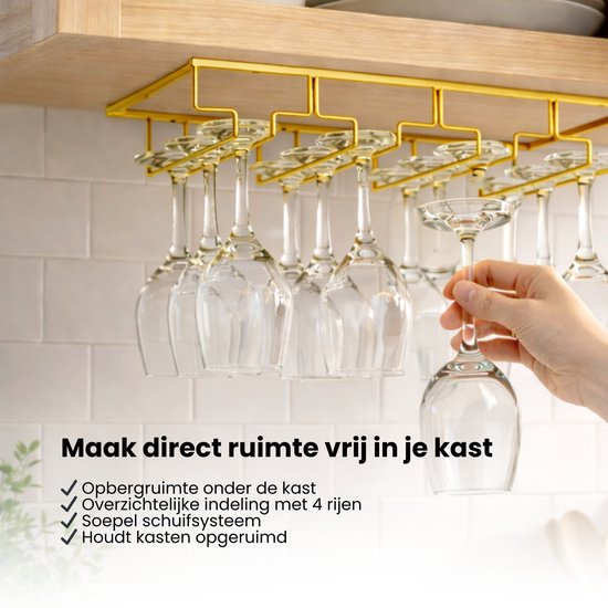 Ophangrek Wijnglazen - glazen - Rijen - Wijnglazenhouder