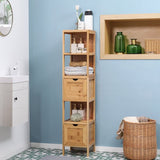 4goodz Bamboe Badkamerkast - Kolomkast 2 lades en plank 140 cm - Bruin