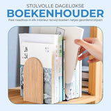 NovaWare® Boekensteun - 4 Stuks - Boekensteunen - Plank Organizer - Boekenhouder – Boekenrek - Boeksteun - Beukenhout