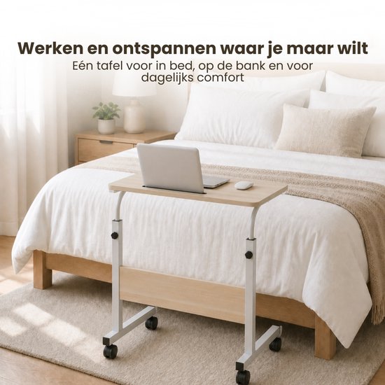 Laptoptafel op Wielen - In Hoogte Verstelbaar