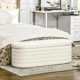 4goodz Bedbank Hocker met Opbergruimte - teddyfleece - 41x116x40 cm - Creme