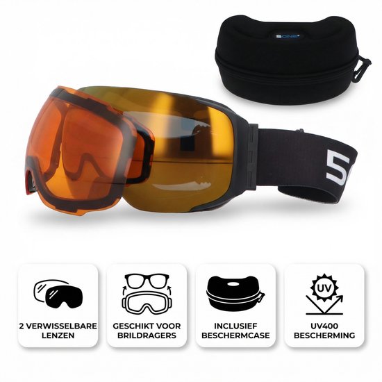 5one® Alpine 9 - Skibril met 2 Verwisselbare Lenzen - en Oranje