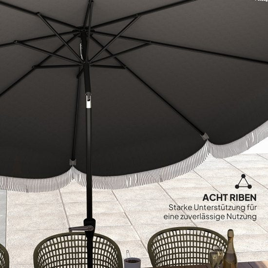 Parasol - 269 cm - Achthoekig Met UV Bescherming - Voor Tuin - Polyester - Donkergrijs