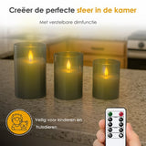 Pro Led Kaarsen met Bewegende Vlam en Afstandsbediening - Set van 3 - Timer en Dimfunctie - Kaarsen op batterijen