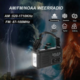 NovaWare NoodRadio Solar Opwindbaar - FM-AM - Powerbank Zonneenergie met 20.000mAh - Noodpakket - Draagbare Radio op batterijen – Zwart