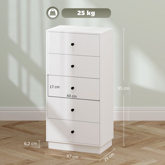 4goodz Ladenkast met 5 Laden 29 47 x 95 cm - Wit