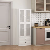 Keukenkast Buffetkast Hoog met 2 matglas deuren 30x59x170 cm - Wit