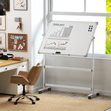 Magnetisch Whiteboard Verrijdbaar 120x90 cm - Kantelbaar - toebehoren