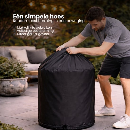 BBQ Hoes Waterafstotend en Rond - Zwart - 21 tot 25 inch - Ø98x115cm - Universeel - Geschikt voor Kamado, Big Green Egg en Grill Guru