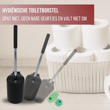 4bathroomz® Dichte Toiletborstel met Wandhouder - Automatische Zwarte Wc borstel