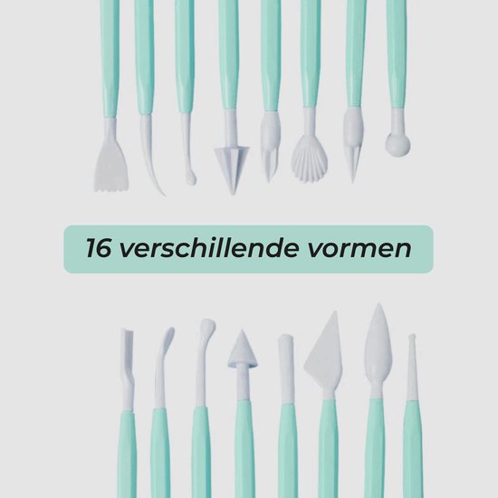 8-Delig Modelleer Sticks met 16 Verschillende vormen - Shape Sculpting Fondant Tool Set - Taart decoratie Gereedschap
